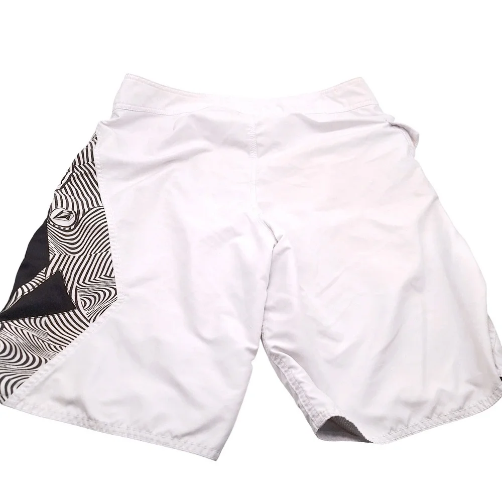 Volcom Mod-Tech Mens White Board Shorts Surf Trunks Size 34 with Wax Comb